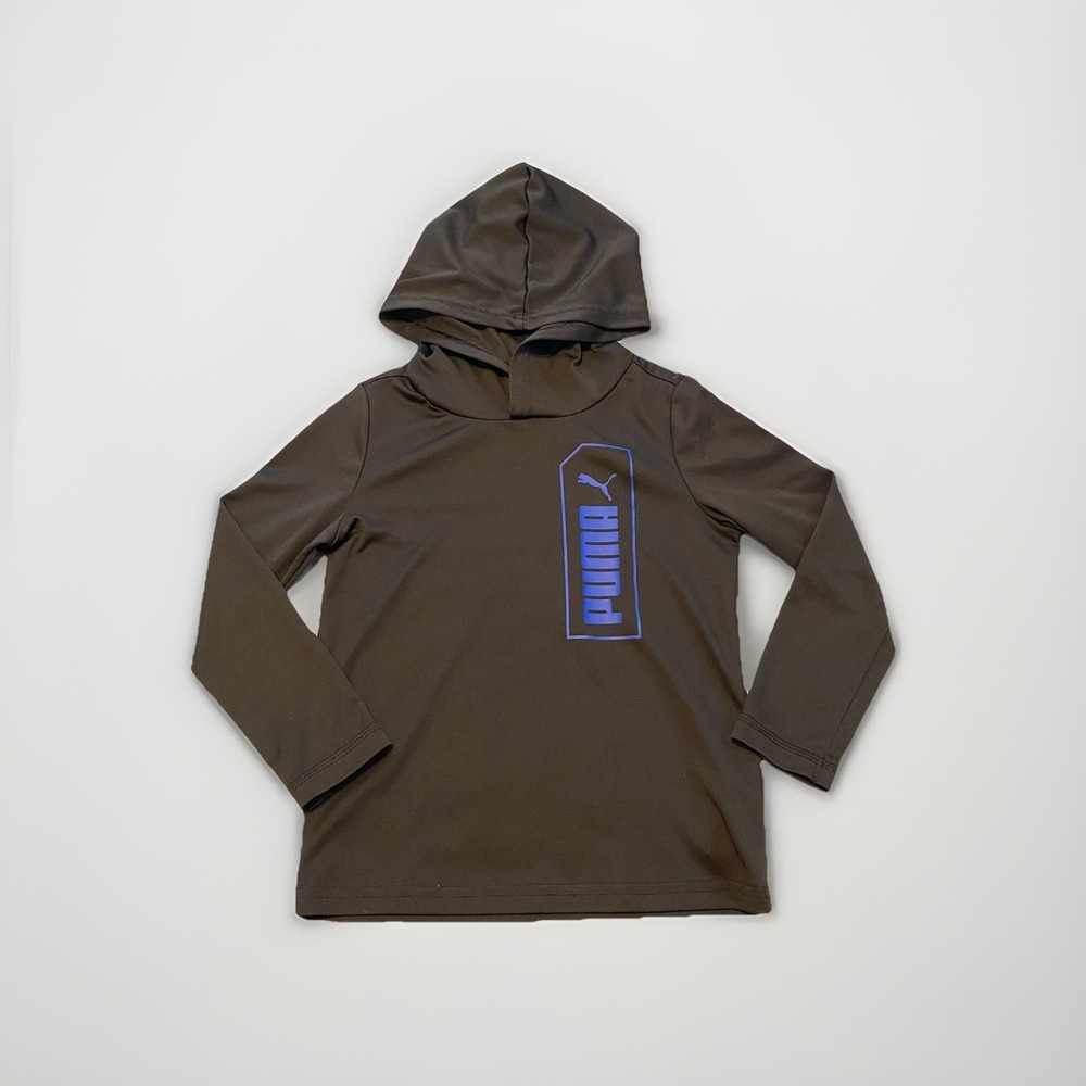 Puma Youth Boys Black Hooded Long Sleeve Graphic Shirt Size XXS (3/4)
